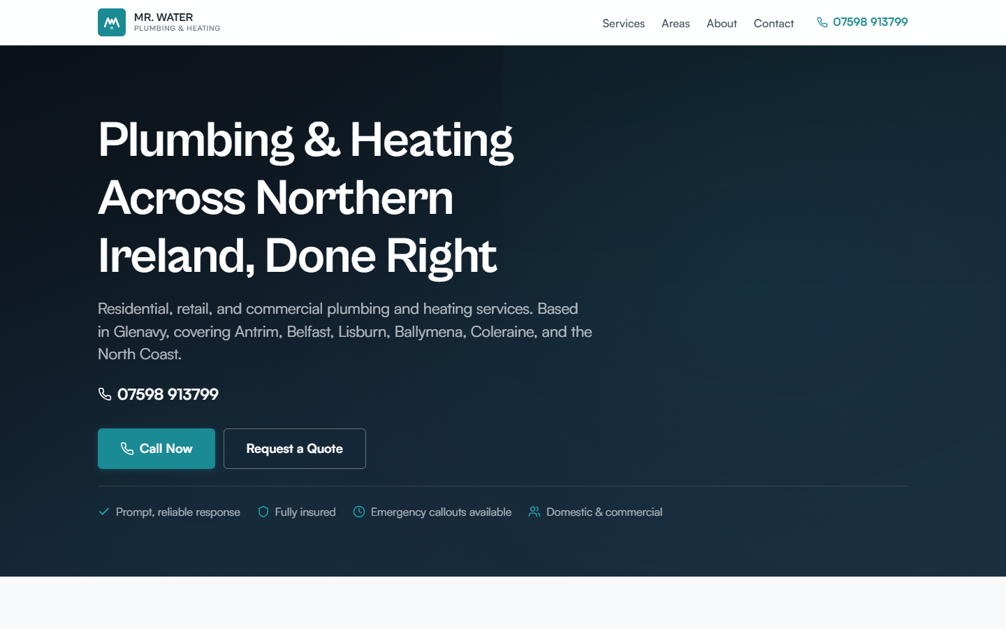 Mr Water Plumbing & Heating homepage